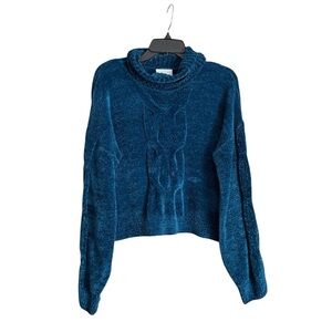Pink Rose blue cowl‎ neck sweater, size XL